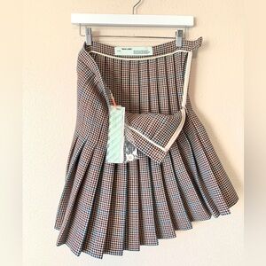 BNWT OFF-WHITE Pleated Wool Skirt Beige 6